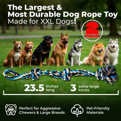 Show full view: Pacific Pups Rescue 3 Knots Tough Dog Rope Tug Toy, Large, 2 count, Blue slide 2 of 9