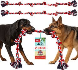 Pacific Pups Rescue Knotted Tough Rope Tug Dog Toy, XX-Large, 2 count, Red
