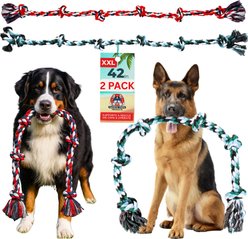 Pacific Pups Rescue Knotted Tough Rope Tug Dog Toy, XX-Large, 2 count, Green & Red