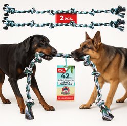 Pacific Pups Rescue Knotted Tough Rope Tug Dog Toy, XX-Large, 2 count, Green