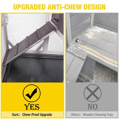 Show full view: Aivituvin-AIR7013-G Premium 2-Story Wooden Rabbit Hutch with Casters & Pull-Out Tray, Gray, 39.3-L slide 2 of 7