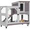 Show in main carousel: Aivituvin-AIR7013-G Premium 2-Story Wooden Rabbit Hutch with Casters & Pull-Out Tray, Gray, 39.3-L slide 1 of 7