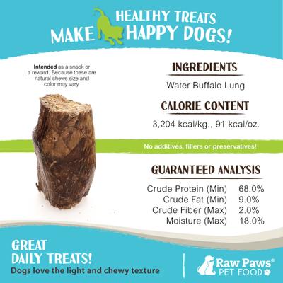 Show full view: Raw Paws Water Buffalo Lung Dehydrated Dog Treats, 16-oz bag slide 4 of 7