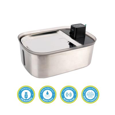 Show full view: allforpaws Lifestyle Pets Wireless Stainless Steel Cat Water Fountain, Brown, 7.5-lt slide 5 of 8