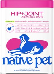 Native Pet Advanced Care Beef Flavored Powder Hip & Joint Supplement for Dogs, 12.7-oz