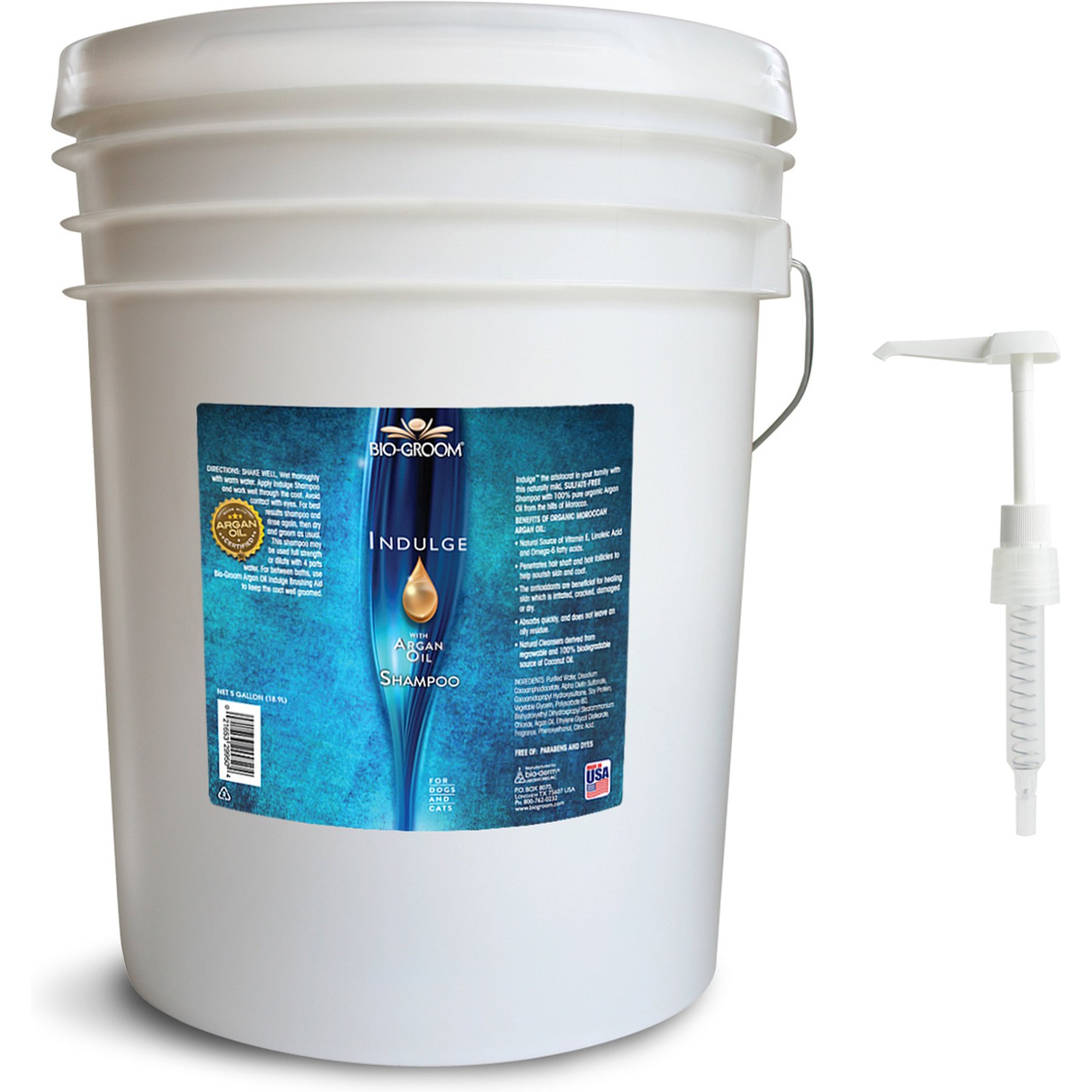 Bio-Groom Indulge Dog Shampoo, 5-gal bucket + Bio-Groom Plastic Dispensing 5-gal Shampoo Pump