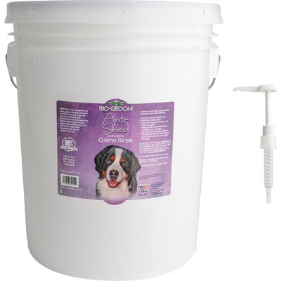 Bio-Groom Bio-Groom Anti-Shed Deshedding Crème Rinse Dog Conditioner, 5-gal bottle + Plastic Dispensing 5-gal Shampoo Pump