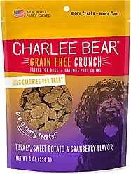 Charlee Bear Natural Bear Crunch Grain-Free Turkey, Sweet Potato & Cranberry Dog Treats, 8-oz bag
