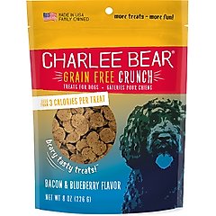 Charlee Bear Natural Bear Crunch Grain-Free Bacon & Blueberry Dog Treats, 8-oz bag