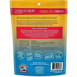Charlee Bear Natural Bear Crunch Grain-Free Bacon & Blueberry Dog Treats, 8-oz bag