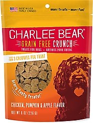 Charlee Bear Natural Bear Crunch Grain-Free Chicken, Pumpkin & Apple Dog Treats, 8-oz bag