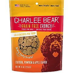 Charlee Bear Natural Bear Crunch Grain-Free Chicken, Pumpkin & Apple Dog Treats, 8-oz bag