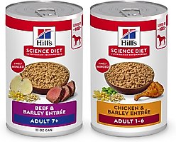 Hill's Science Diet Chicken & Barley Entree + 7+ Beef & Barley Entree Canned Dog Food