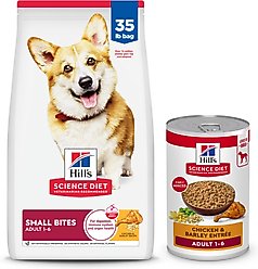 Hill's Science Diet Adult Small Bites Chicken & Barley Recipe Dry Food + Chicken & Barley Entree Canned Dog Food