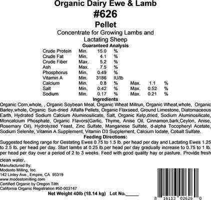 Show full view: Modesto Milling Organic 15% Protein Dairy Ewe & Lamb Pellets Sheep Feed, 40-lb bag slide 4 of 5