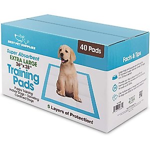 Best Pet Supplies Disposable Puppy Pads Training Dog Potty Pads, Baby Blue, 36 x 27.5-in, 40 count