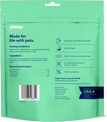 Show full view: Chewy Natural Mint Flavor Dental Chew Dog Treats, 32 count slide 3 of 10