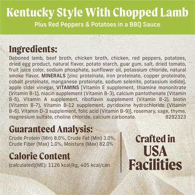 Show full view: Merrick Grain-Free Slow-Cooked BBQ Kentucky Style with Chopped Lamb Wet Dog Food, 12.7-oz can, case of 12 slide 7 of 12