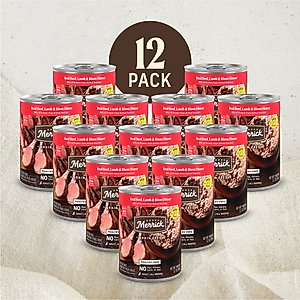 Merrick Adult Grain-Free Beef, Lamb & Bison Pate Canned Dog Food, 12.7-oz can, case of 12