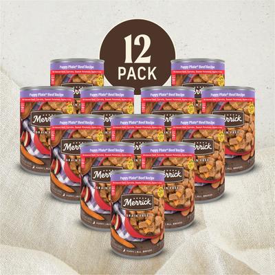 Show full view: Merrick Grain-Free Wet Puppy Food Puppy Plate Beef Recipe, 12.7-oz can, case of 12 slide 3 of 12