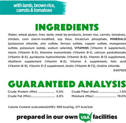 Show full view: Purina Beneful Freshly Prepared Blends with Lamb, Brown Rice, Carrots & Tomatoes Wet Dog Food, 10-oz container, case of 8 slide 7 of 12
