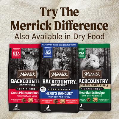 Show full view: Merrick Backcountry Grain-Free Wet Dog Food Hero's Banquet Stew, 12.7-oz can, case of 12 slide 6 of 11