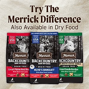 Merrick Backcountry Grain-Free 96% Real Beef Dinner Recipe Canned Dog Food, 12.7-oz can, case of 12
