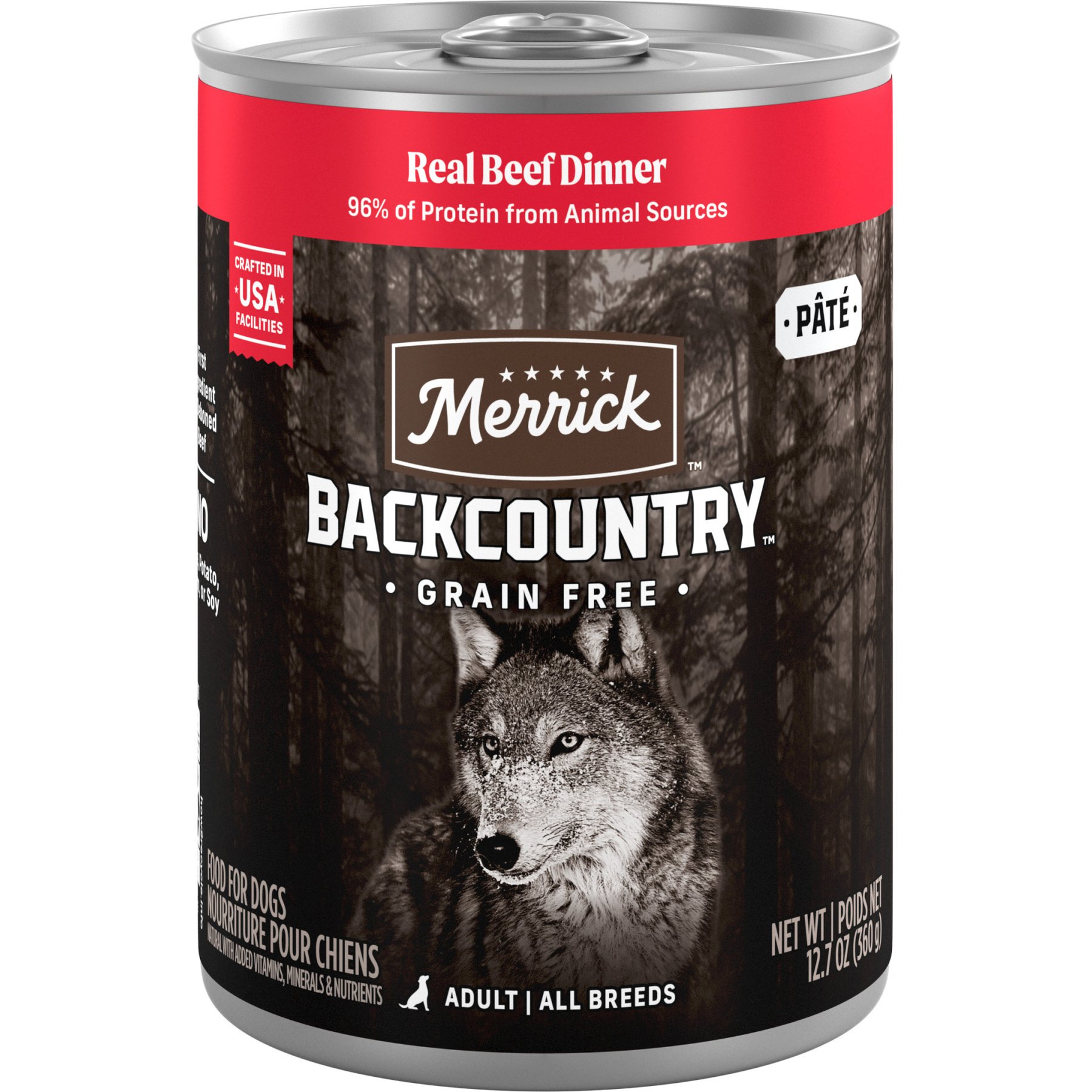 Merrick Backcountry 96% Real Beef Canned Dog Food, 12.7-oz, 12 ct