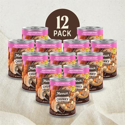 Show full view: Merrick Chunky Grain-Free Wet Dog Food Carvers Delight Dinner, 12.7-oz can, case of 12 slide 3 of 12