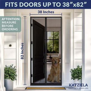 Katziela Magnetic Screen Dog Door, Black, 83 x 38-in