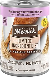 Merrick Limited Ingredient Diet Turkey & Brown Rice Recipe Wet Dog Food, 12.7-oz can, case of 12