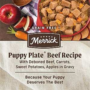 Merrick Grain-Free Wet Puppy Food Puppy Plate Beef Recipe, 12.7-oz can, case of 12