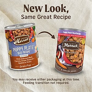 Merrick Grain-Free Wet Puppy Food Puppy Plate Beef Recipe, 12.7-oz can, case of 12