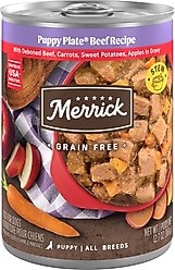 Merrick Grain-Free Wet Puppy Food Puppy Plate Beef Recipe, 12.7-oz can, case of 12