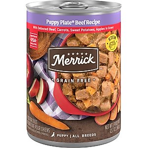 Merrick Grain-Free Wet Puppy Food Puppy Plate Beef Recipe, 12.7-oz can, case of 12