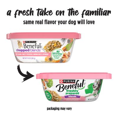 Show full view: Purina Beneful Freshly Prepared Blend with Salmon, Sweet Potatoes, Brown Rice & Spinach Wet Dog Food 10-oz container, case of 8 slide 3 of 13