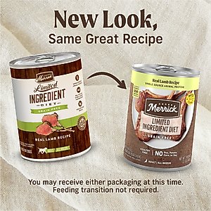 Merrick Limited Ingredient Diet Grain-Free Wet Dog Food Real Lamb Recipe, 12.7-oz can, case of 12