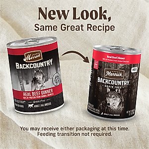 Merrick Backcountry Grain-Free 96% Real Beef Dinner Recipe Canned Dog Food, 12.7-oz can, case of 12