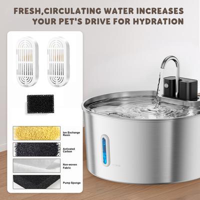 Show full view: Casfuy PWL-009 Wireless Smart 3 Water Modes Stainless Steel Dog Water Fountain, 237-oz slide 5 of 9
