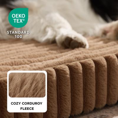 Show full view: Bedsure Orthopedic Waterproof Dog Bed with Corduroy Removable Cover, Brown, Medium slide 3 of 12