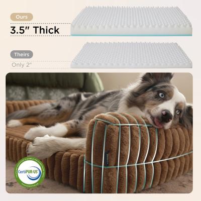 Show full view: Bedsure Orthopedic Waterproof Dog Bed with Corduroy Removable Cover, Brown, Medium slide 4 of 12