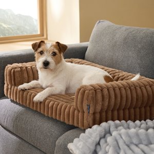 Bedsure ComfyFleece Orthopedic Waterproof Dog Bed with Corduroy Removable Cover, Brown, Medium