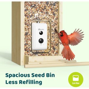 Birdfy Wooden Smart Bird Feeder with Camera Solar Powered, Ebony, 2.8L