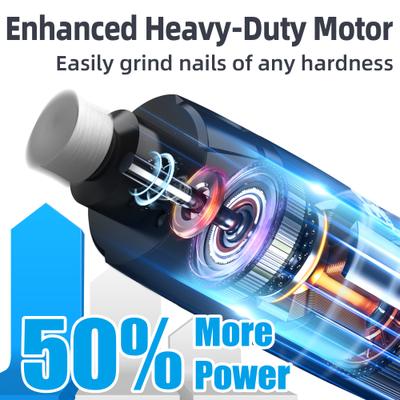 Show full view: Bousnic 50% More Power 6-Speed Dog & Cat Nail Grinder with 2 LED Lights & Extra Dust Cap, Dark Blue slide 5 of 7