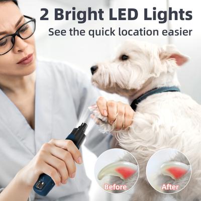 Show full view: Bousnic 50% More Power 6-Speed Dog & Cat Nail Grinder with 2 LED Lights & Extra Dust Cap, Dark Blue slide 6 of 7