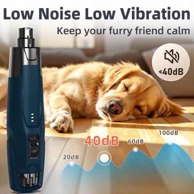 Show full view: Bousnic 50% More Power 6-Speed Dog & Cat Nail Grinder with 2 LED Lights & Extra Dust Cap, Dark Blue slide 2 of 7