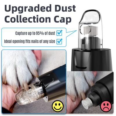 Show full view: Bousnic 50% More Power 6-Speed Dog & Cat Nail Grinder with 2 LED Lights & Extra Dust Cap, Dark Blue slide 4 of 7