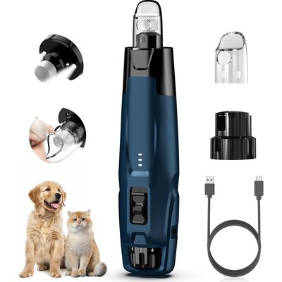 Bousnic Bousnic 50% More Power 6-Speed Dog & Cat Nail Grinder with 2 LED Lights & Extra Dust Cap, Dark Blue
