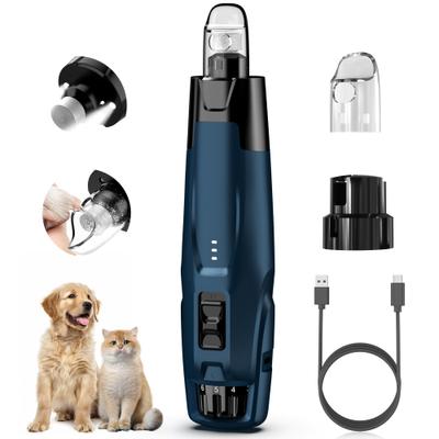 Show full view: Bousnic 50% More Power 6-Speed Dog & Cat Nail Grinder with 2 LED Lights & Extra Dust Cap, Dark Blue slide 1 of 7