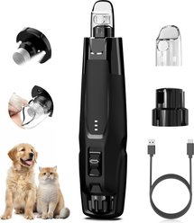 Bousnic 50% More Power 6-Speed Dog & Cat Nail Grinder with 2 LED Lights & Extra Dust Cap, Black